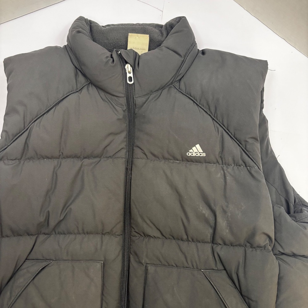 Adidas Womens Puffer Vest Black Down Feather Fill Quilted Full Zip XL